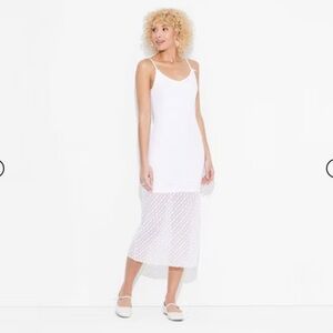 NWT Women’s Bow Lace Midi Dress - Wild Fable White S